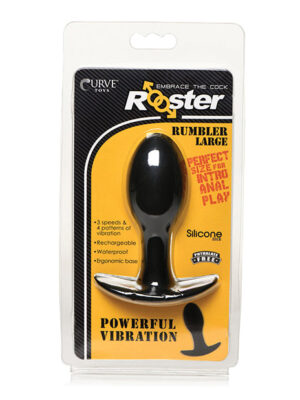 Curve Toys Rooster Rumbler Vibrating Silicone Anal Plug Large - Black