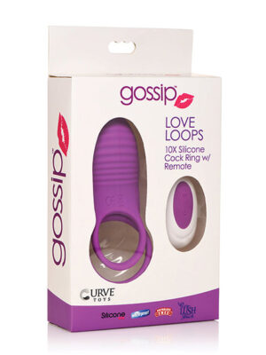 Curve Toys Gossip Love Loops 10X Silicone Cock Ring w/Remote - Violet