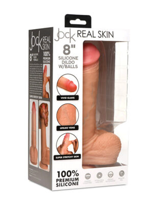 Curve Toys Jock Real Skin Silicone 8" Dildo w/Balls