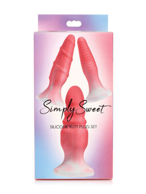 Curve Toys Simply Sweet Silicone Butt Plug Set - Pink