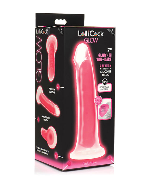 Curve Toys Lollicock 7″ Glow In The Dark Silicone Dildo – Pink