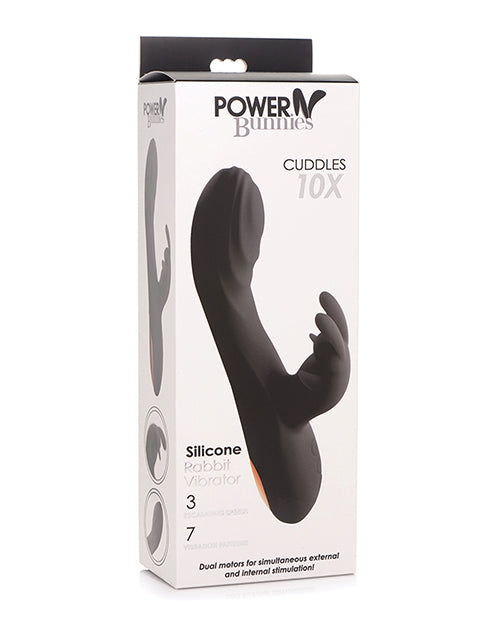Curve Toys Power Bunnies Cuddles 10x Silicone Rabbit Vibrator – Black