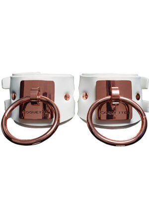 Pleasure Collection Adjustable Handcuffs - White/Rose Gold