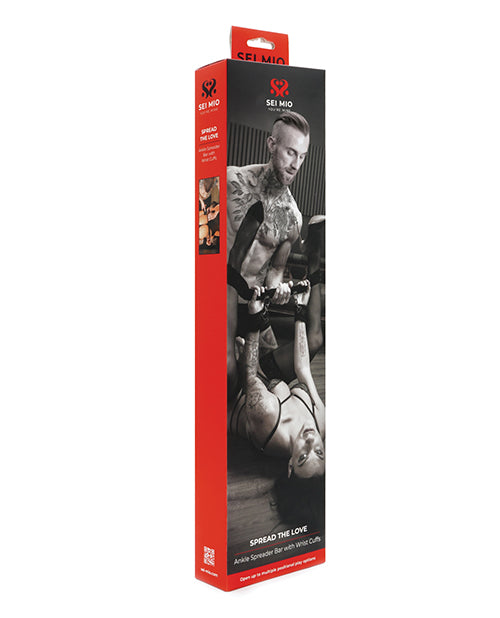 Sei Mio Spread the Love Ankle Spreader Bar w/Wrist Cuffs - Black - Image 5