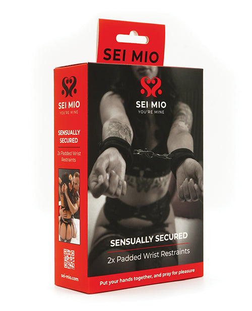 Sei Mio Sensually Secured Velvet Handcuffs – Black