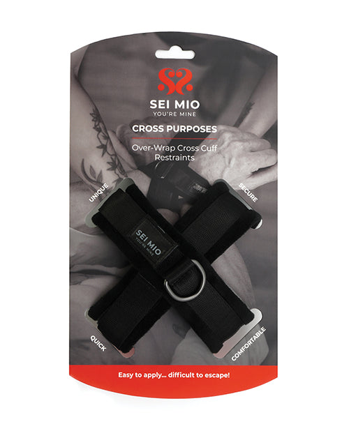 Sei Mio Cross Purposes Unique Over-Wrap Cross Cuff Restraints – Black