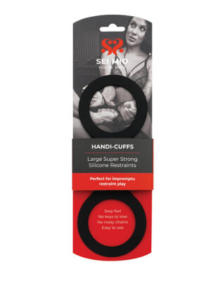 Sei Mio Handi Cuffs Super Strong Silicone Restraints - Large, Black