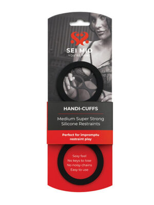 Sei Mio Handi Cuffs Super Strong Silicone Restraints - Medium, Black