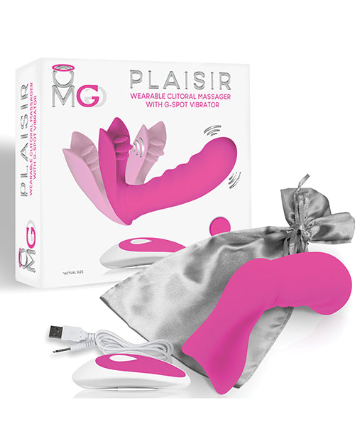 OMG Plaisir Wearable Clitoral Massager w/G-Spot Vibrator – Pink