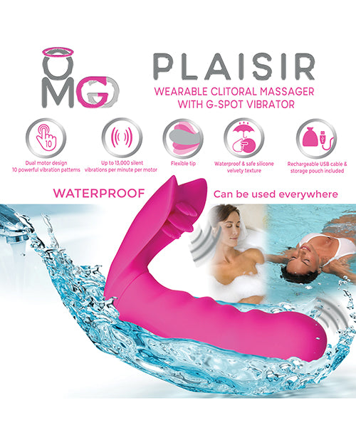 OMG Plaisir Wearable Clitoral Massager w/G-Spot Vibrator - Pink - Image 8