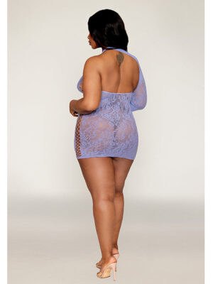 Asymmetrical One Shoulder Seamless Lace Chemise - Lavender QN