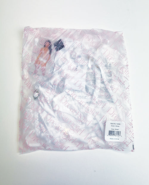 Rose Embroidered Lace Teddy w/Removable Satin Garter 2 pc Set - White 1X - Image 2