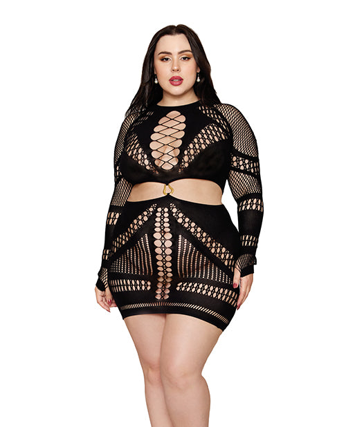 Seamless Chemise w/Gold Ring Detail – Black QN