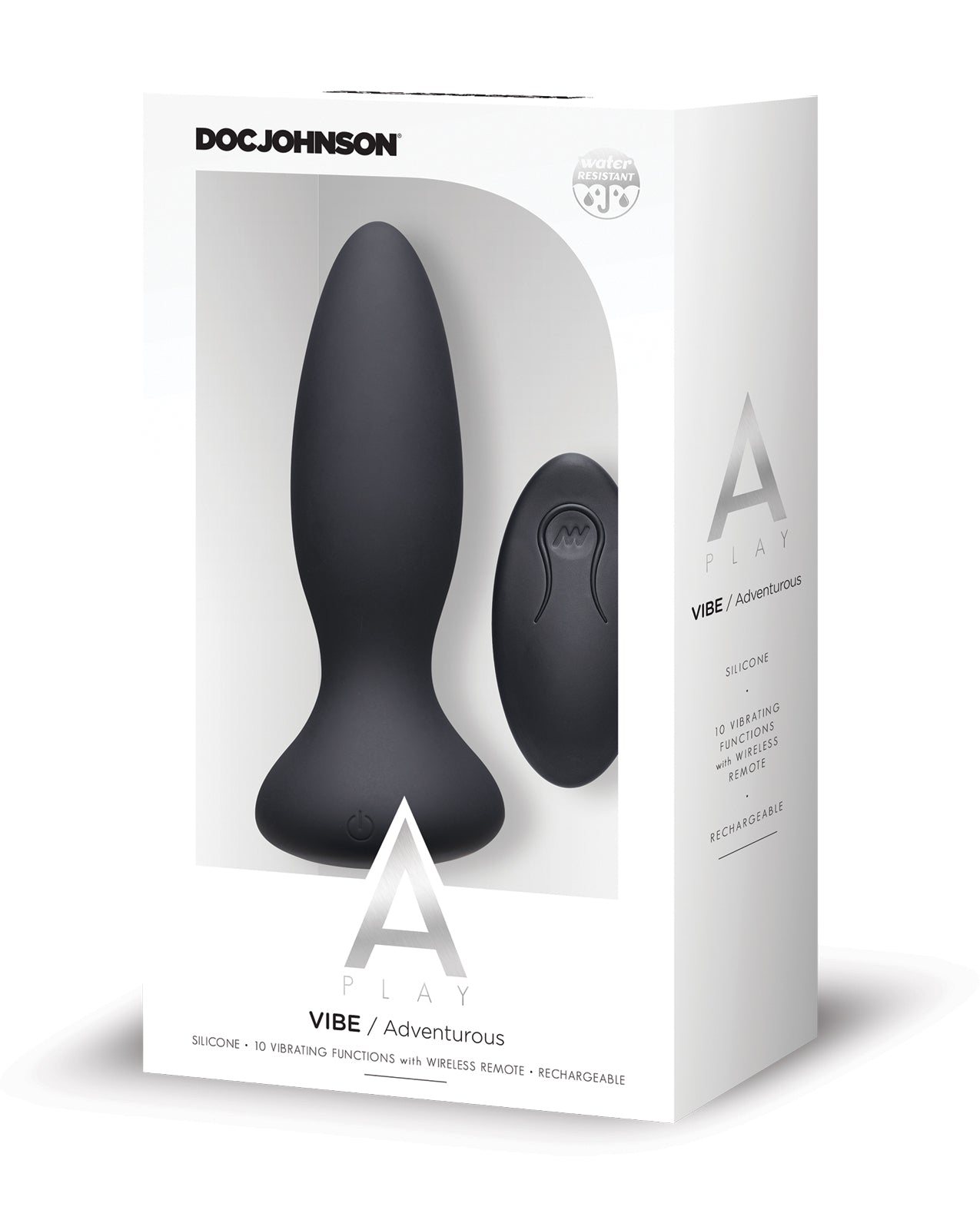 A Play Rechargeable Silicone Adventurous Anal Plug w/Remote – Black