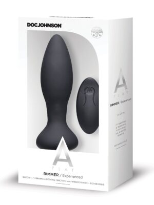 A Play Rimmer Experienced Rechargeable Silicone Anal Plug w/Remote - Black