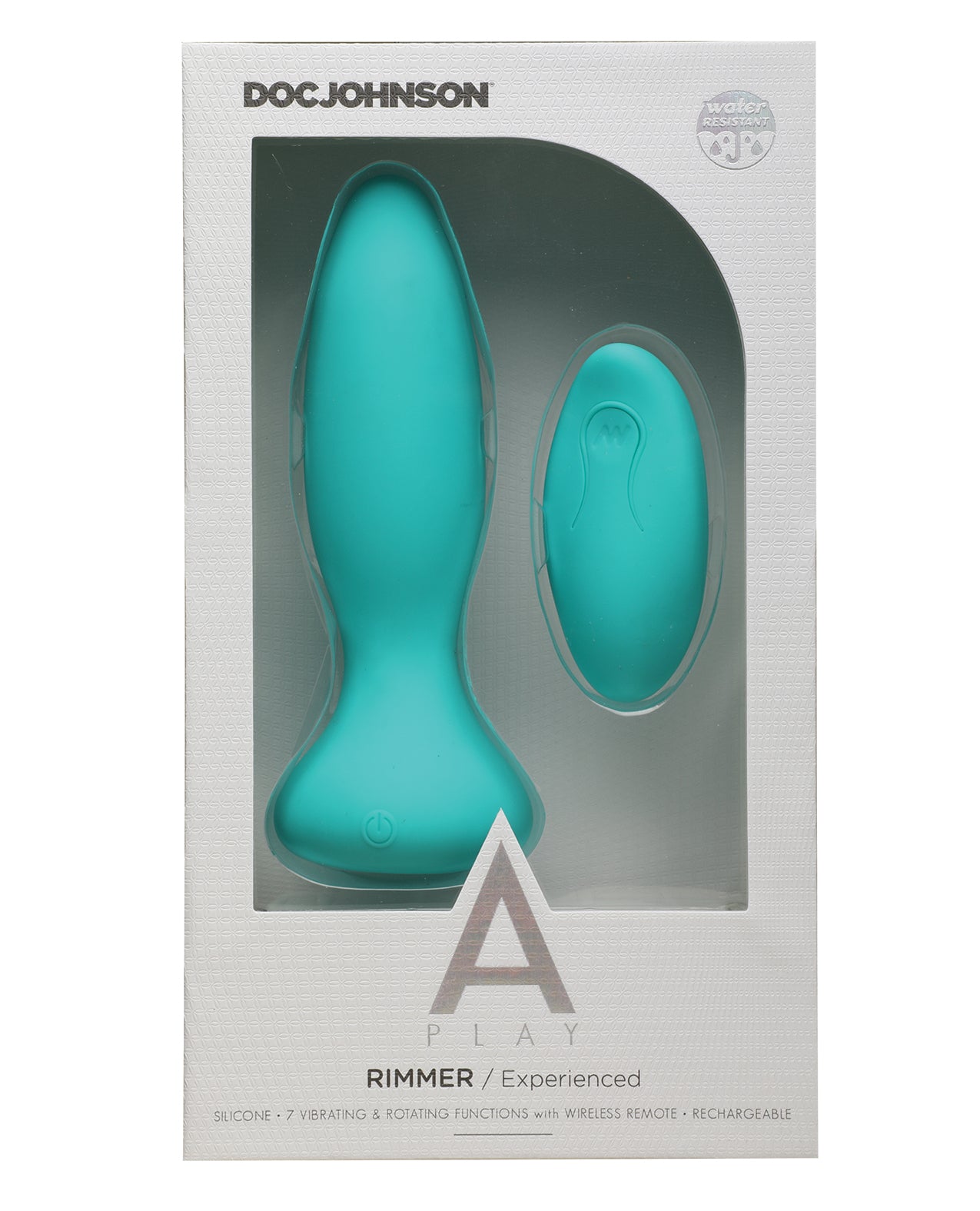 A Play Rimmer Experienced Rechargeable Silicone Anal Plug w/Remote - Teal - Image 6