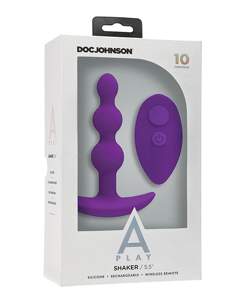 A Play Beaded Rechargeable Silicone Anal Plug w/Remote – Purple