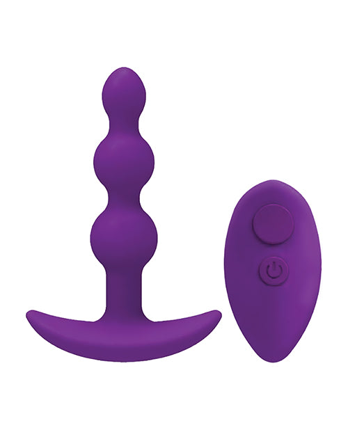 A Play Beaded Rechargeable Silicone Anal Plug w/Remote - Purple - Image 4