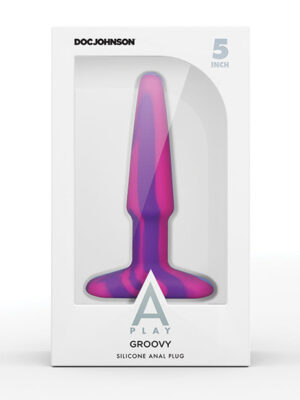 A Play 5" Groovy Silicone Anal Plug - Multicolor/Pink
