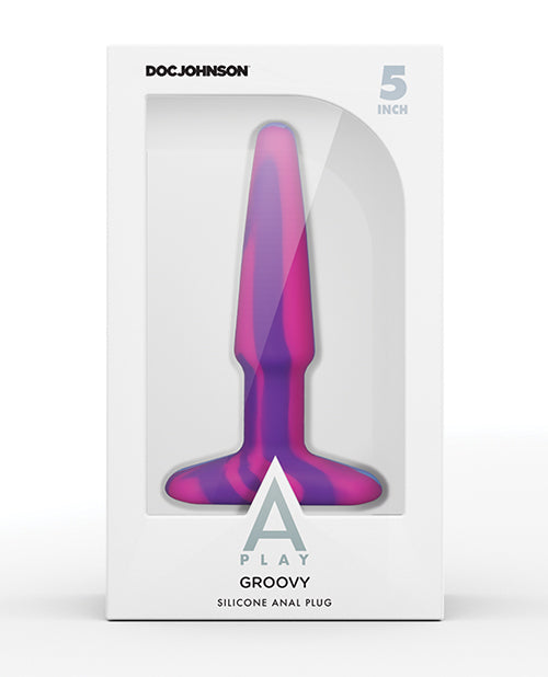 A Play 5″ Groovy Silicone Anal Plug – Multicolor/Pink