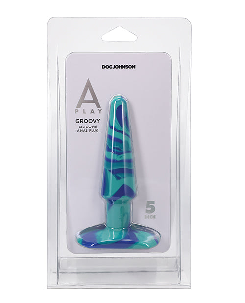 A Play 5″ Groovy Silicone Anal Plug – Ocean