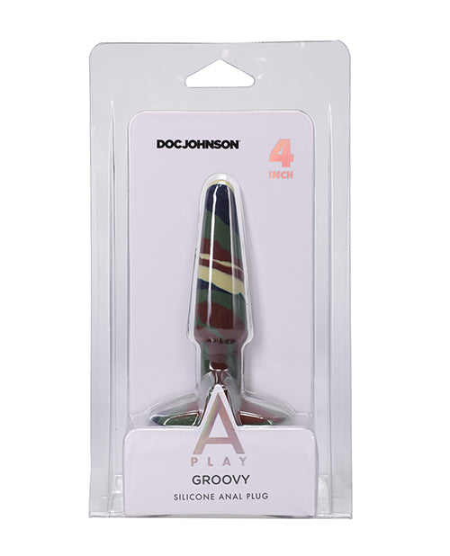 A Play 4″ Groovy Silicone Anal Plug – Camouflage