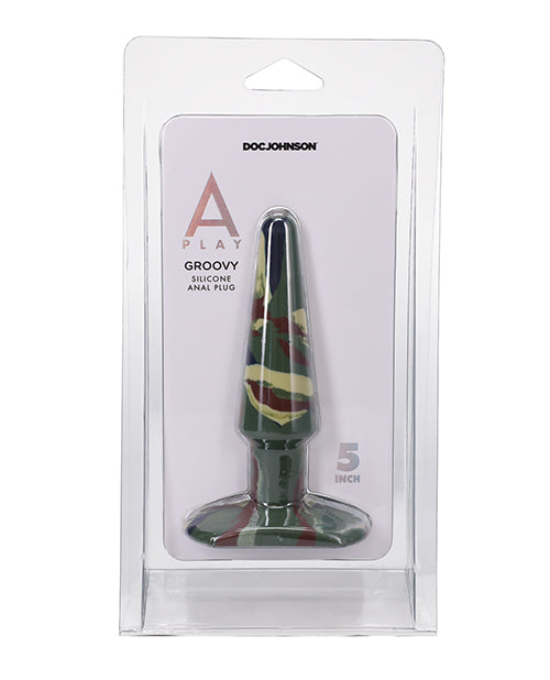 A Play 5″ Groovy Silicone Anal Plug – Camouflage
