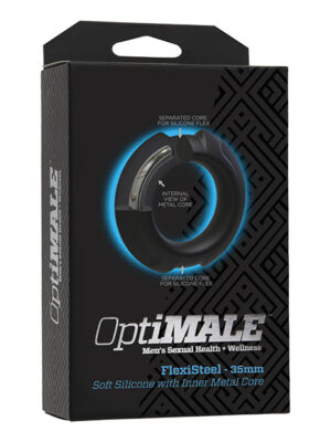 OptiMale FlexiSteel Cock Ring - 35 mm Black