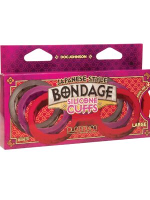 Japanese Bondage Silicone Cuffs Large - Red