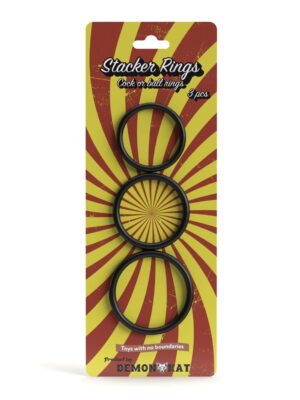 Demon Kat Stacker Rings 3 pc Set - Black