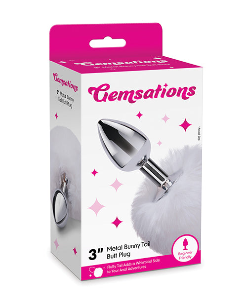 Gemsations 2.95″ Metal Bunny Tail Butt Plug – Silver