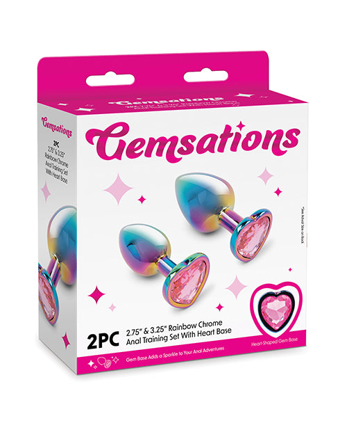 Gemsations 2 pc 2.75″ & 3.25″ Chrome Anal Training Set – Rainbow