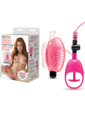 Lux Fetish Vibrating Butterfly Pussy Pump w/Quick Release - Pink
