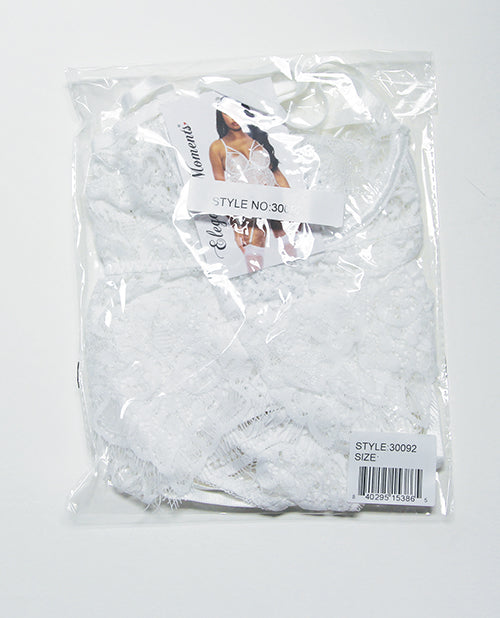 Victoria Eyelash Lace Underwire Bralette w/Garter Panty 2 pc Set - White 2X - Image 2