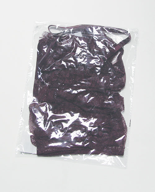 Anna Eyelash Lace Cami Top w/Thong 2 pc Set - Merlot LG - Image 3