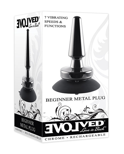 Evolved Beginner Vibrating Rechargeable Metal Plug – Black