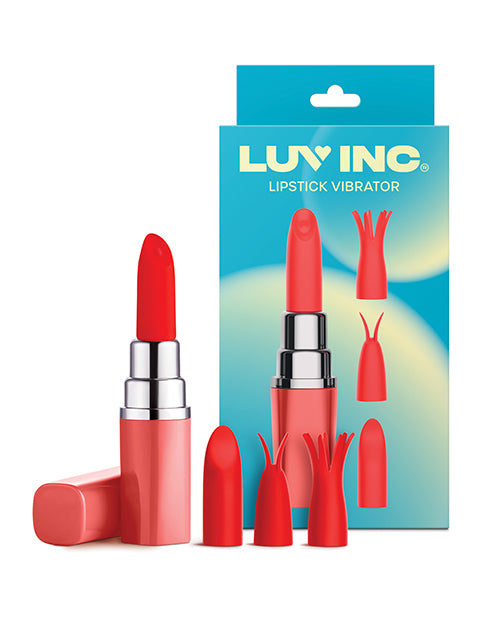 Luv Inc. Lipstick Vibrator w/4 Heads – Coral