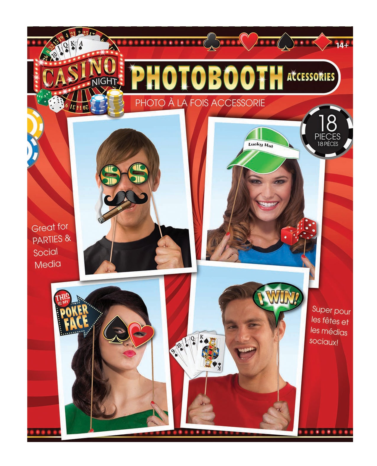 Casino Photo Booth Prop Kit – Set of 18 pc
