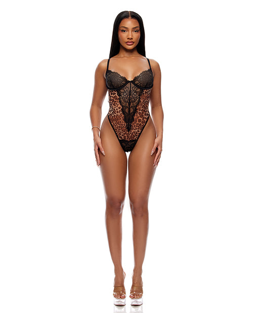 Animal Instincts Sheer Mesh and Lace Teddy – Animal LG