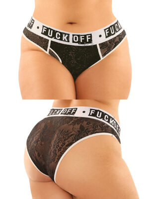 Vibes Buddy Fuck Off Lace Boy Brief & Lace Thong Black QN