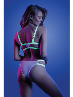 Glow Night Vision Glow in the Dark Bralette & Cage Panty S/M