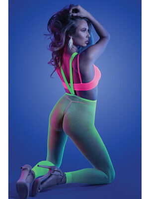 Glow Come Alive Suspender Stockings, Bralette & G-String Multi Color O/S
