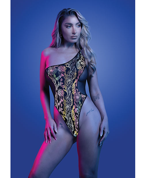 Luminescent Flash Reflective Floral Print Teddy – Black S/M