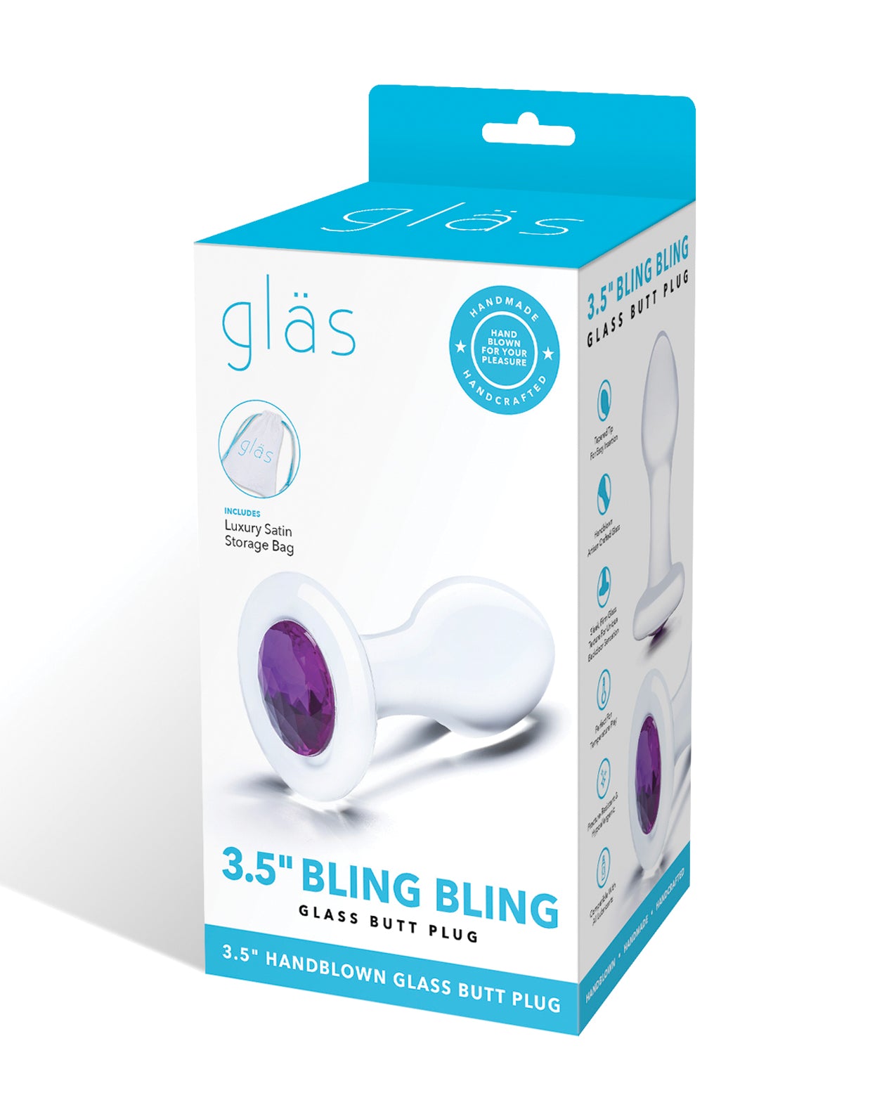 Glas 3.5″ Bling Bling Glass Butt Plug – Clear