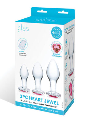 Glas 3 pc Heart Jewel Glass Anal Training Kit