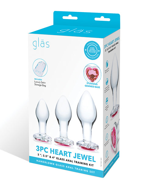 Glas 3 pc Heart Jewel Glass Anal Training Kit - Image 7