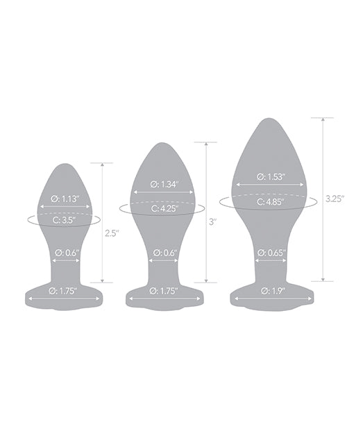 Glas 3 pc Heart Jewel Glass Anal Training Kit - Image 12