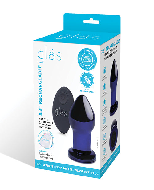 Glas 3.5″ Rechargeable Vibrating Butt Plug – Blue