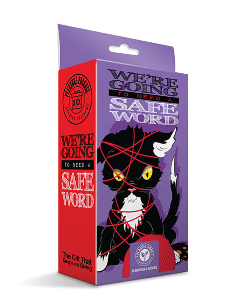 Pleasure Package We’re Going to Need a Safe Word Satin Blind Fold, Wrist & Ankle Sash – Red