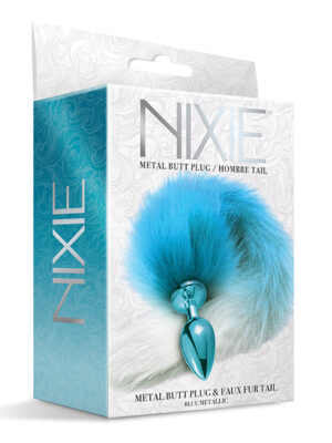 Nixie Metal Butt Plug w/Faux Fur Tail - Blue Metallic